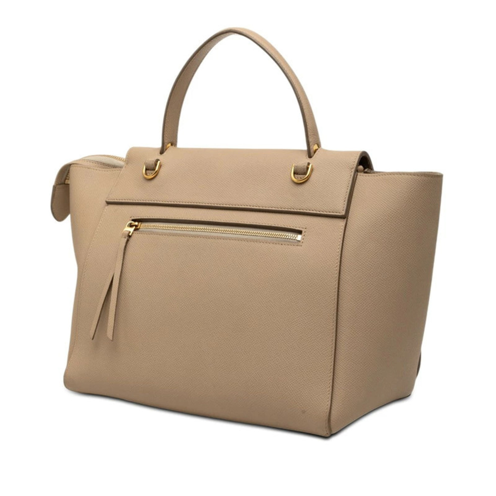 Celine Bag Shoulder Leather Cream Beige Belt Handbag Cream Tan